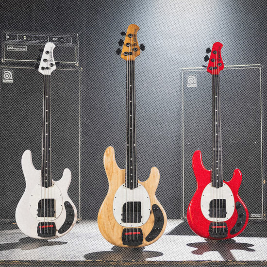 A photo of the new Tim Commerford Artist Series StingRay Bass from Ernie Ball Music Man.