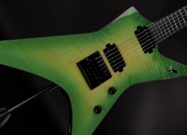 Solar Guitars XF6LB electric guitar with green burst finish and aggressive X-style body.