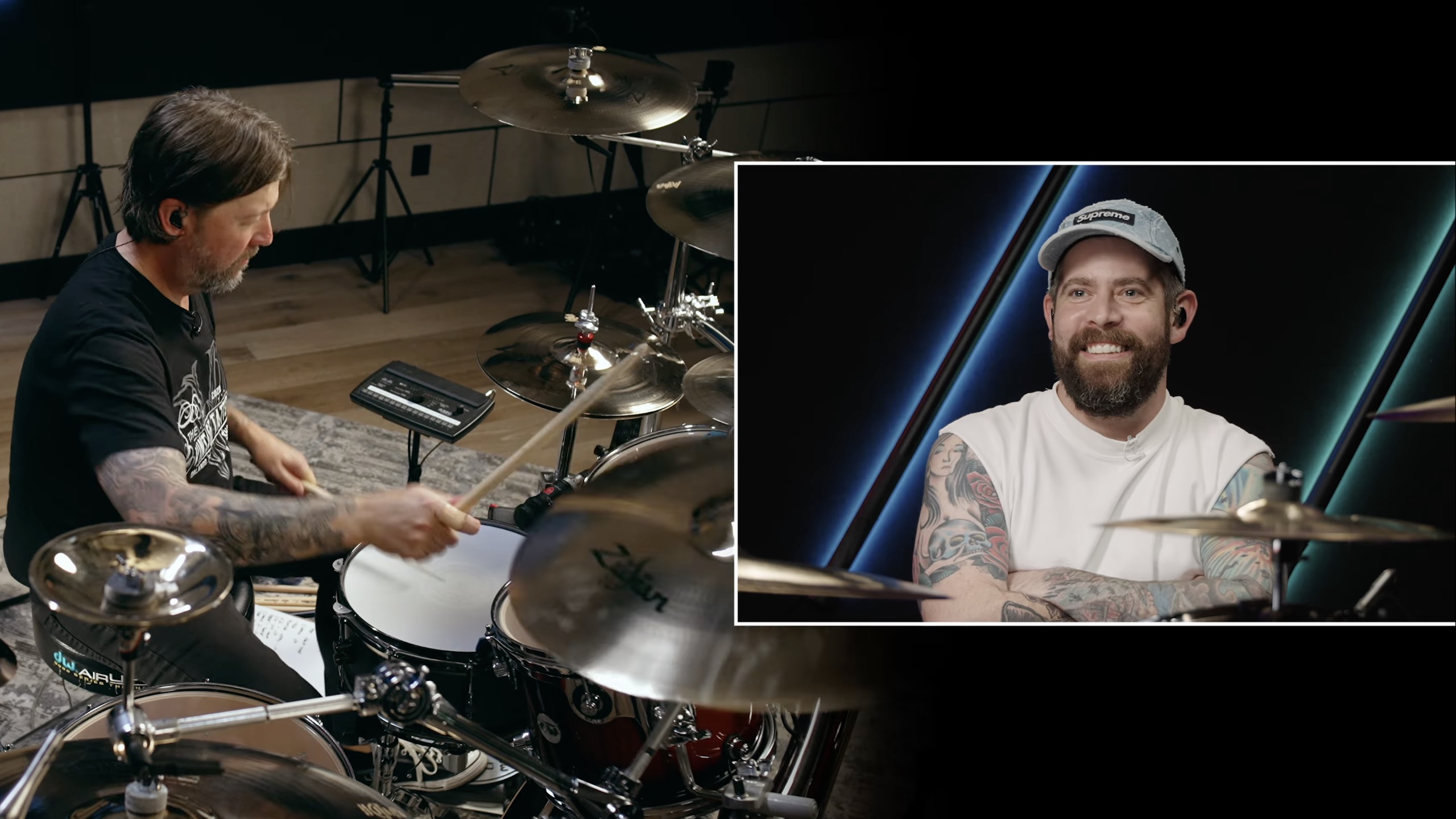 A Day To Remember drummer Alex Shelnutt watches Creed drummer Scott Phillips perform an A Day To Remember song for the first time on Drumeo’s YouTube channel.