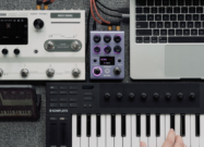 A photo of the Hotone Freqlux paired with a synthesizer