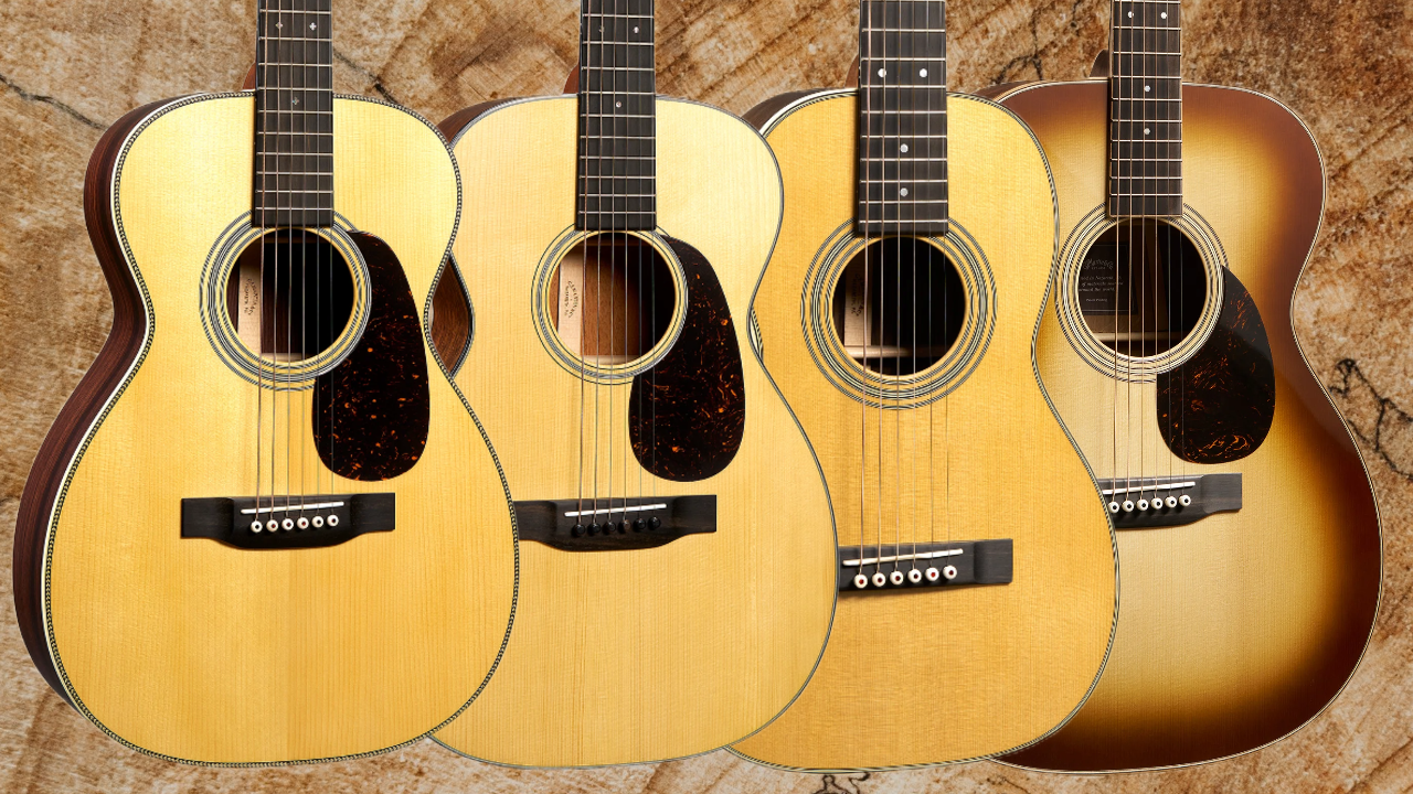 A photo of the the 5-28 Terz, OM-35 Inception, Custom Shop 0-18, and Custom Shop 0-28