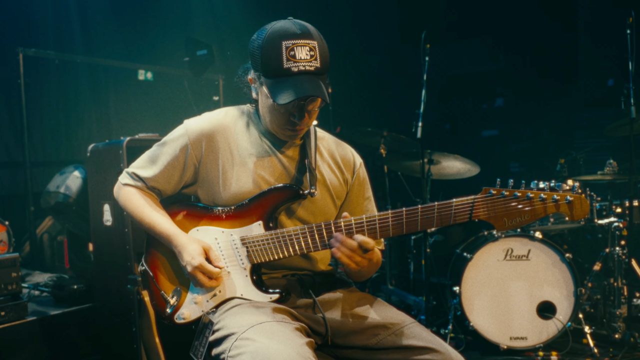 A photo of Sungazer guitarist Joshua De La Victoria playing the Neural DSP Quad Cortex