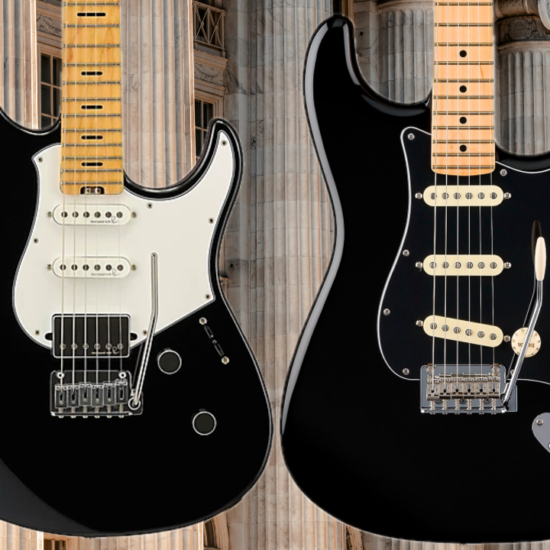 A photo of the Yamaha Pacifica and Fender Stratocaster side-by-side, illustrating the Fender lawsuit