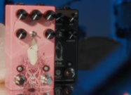 A photo of the Walrus Audio Lum pedal in Guava and Black finishes
