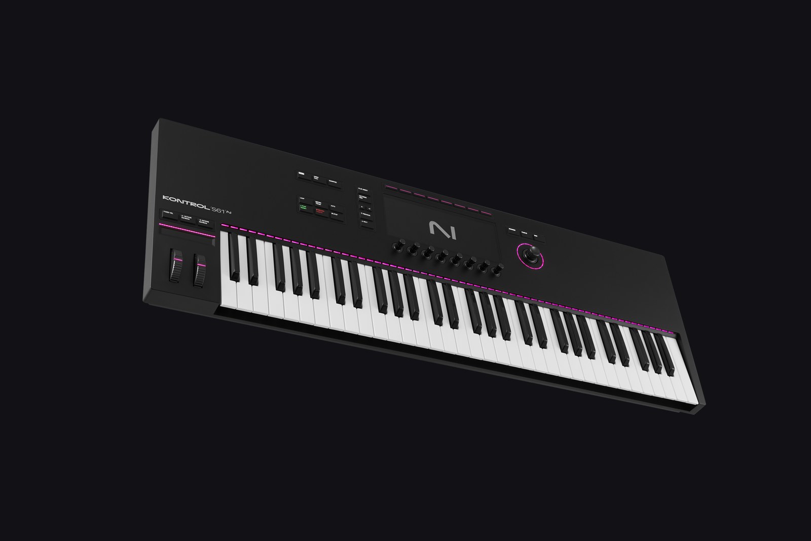 Angled view of the Native Instruments Kontrol S61 MK3 keyboard controller